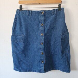 Vintage 90s Denim 100% Cotton Womens Espada Button Skirt Mid Size 14